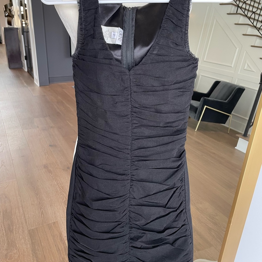 Cache Cocktail Dress - Black, Ruched, Size P / 0